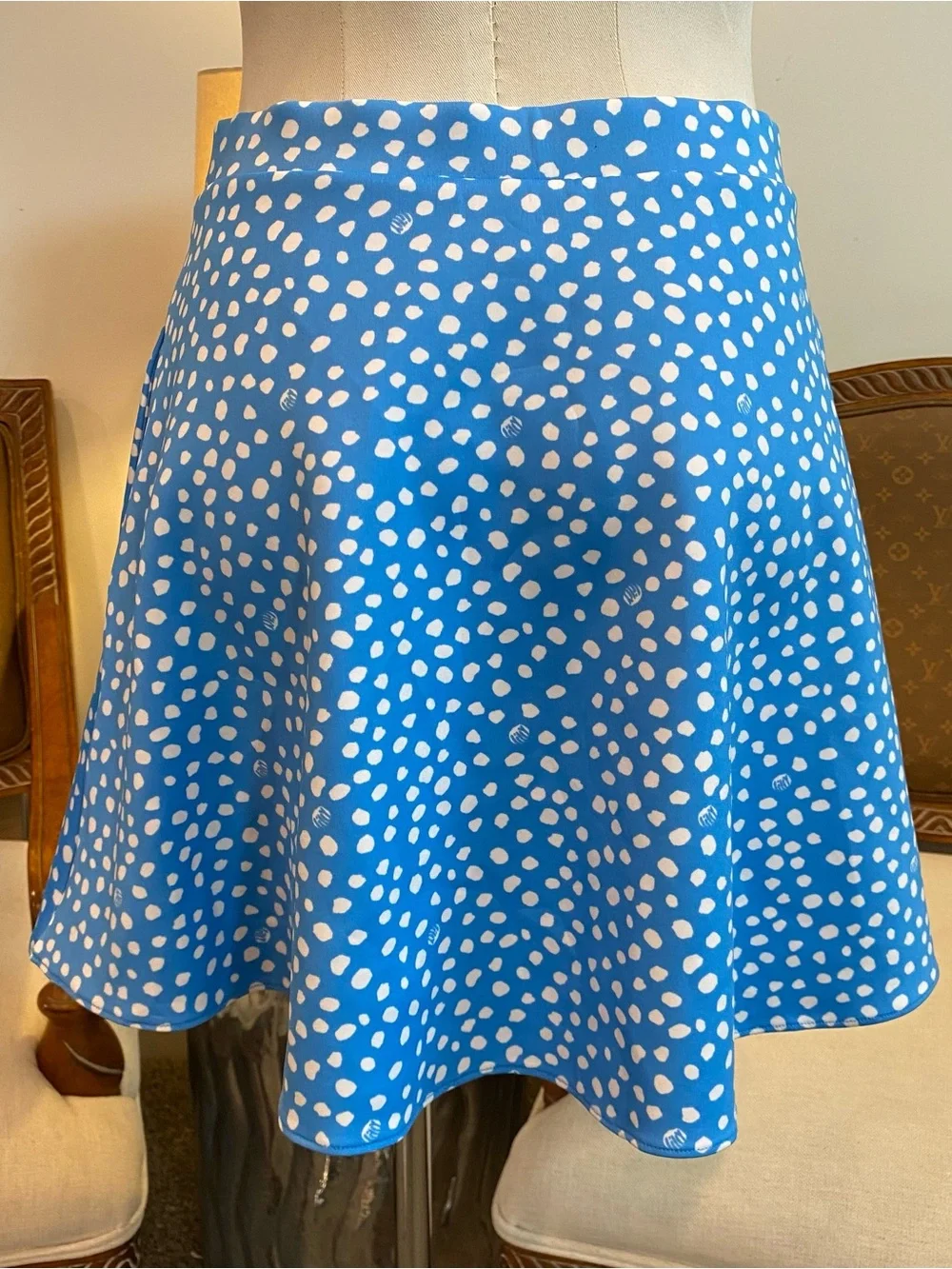 Lilly Pulitzer Blue and White Polka Dot Circle Skirt Girls 16 Thelma Zanzibar
